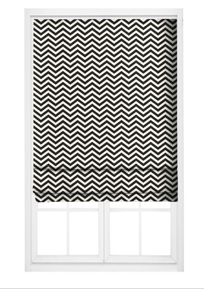 Bold Chevron Fabric - Ivory with Black detail