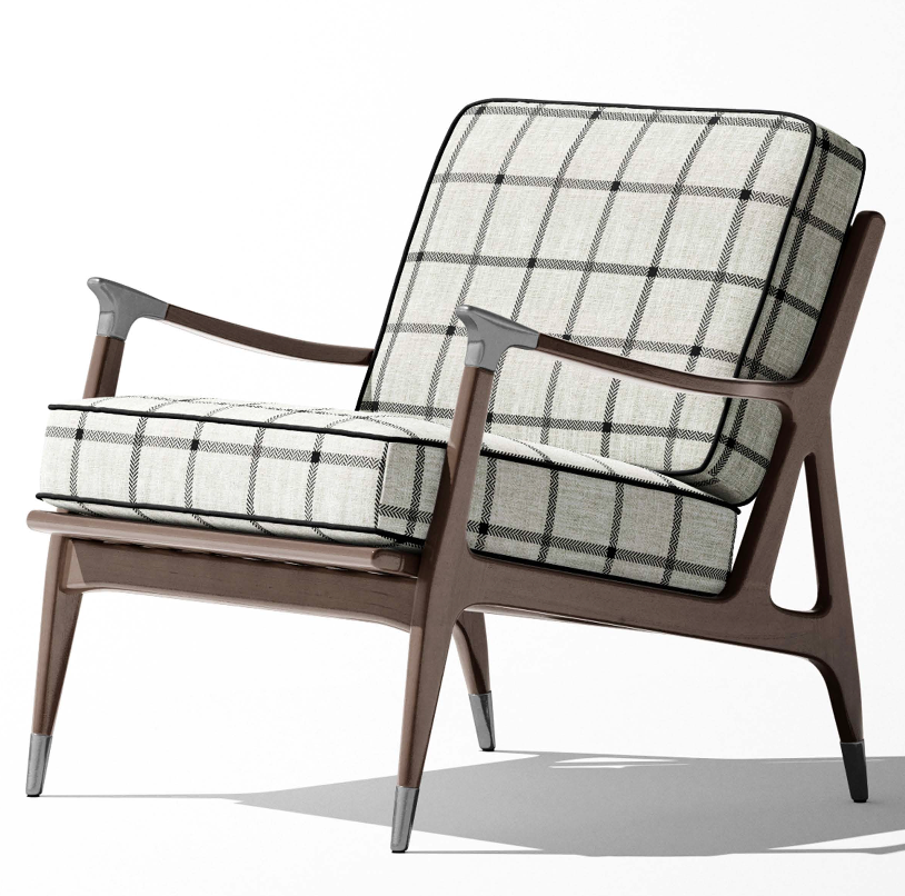 Heritage Check Fabric - Ivory with Black detail