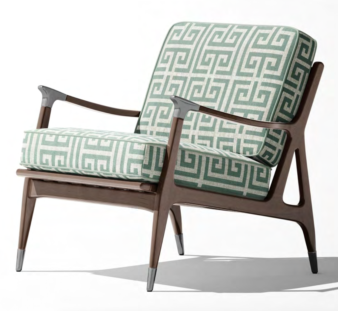 Greek Key Fabric - Jade Green