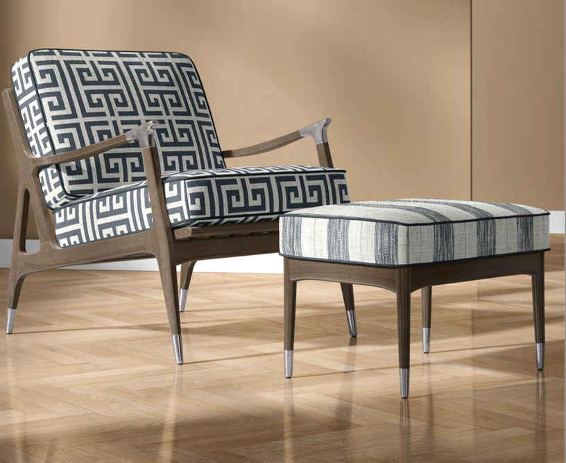Greek Key Fabric - Blue