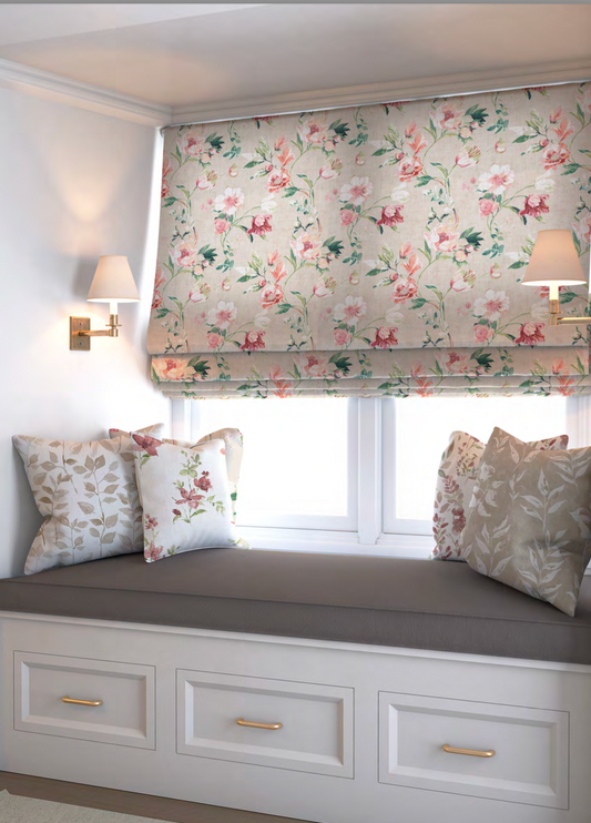 Romance Bloom Fabric – Peach with Pink Flowers