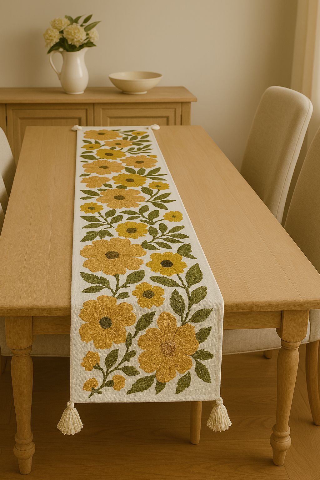 Nooraz Threadwork Floral Table Runner
