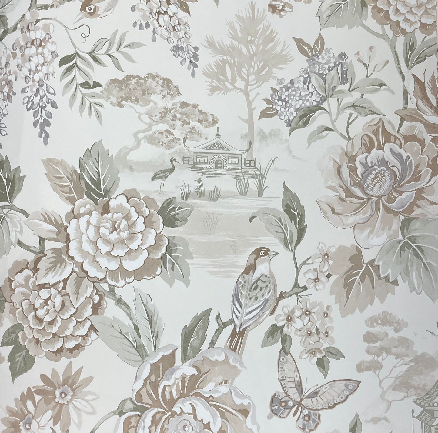 Taupe Chinoiserie Wallpaper