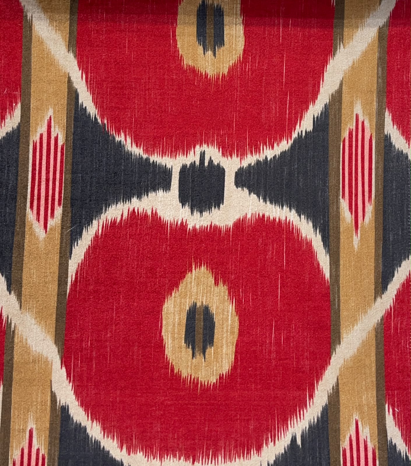 Granat Ikat Fabric - Crimson & Charcoal