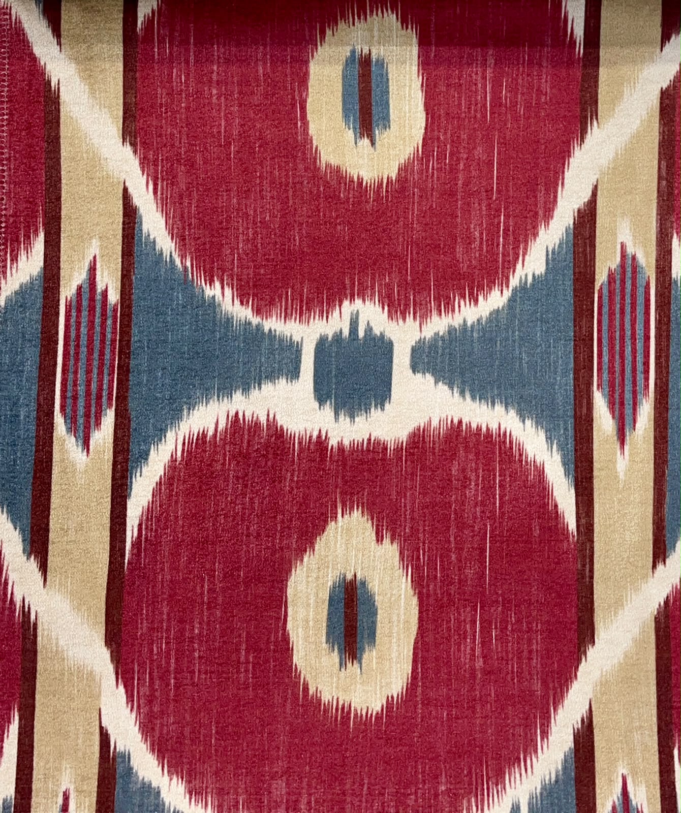 Granat Ikat Fabric - Wine & Slate Blue