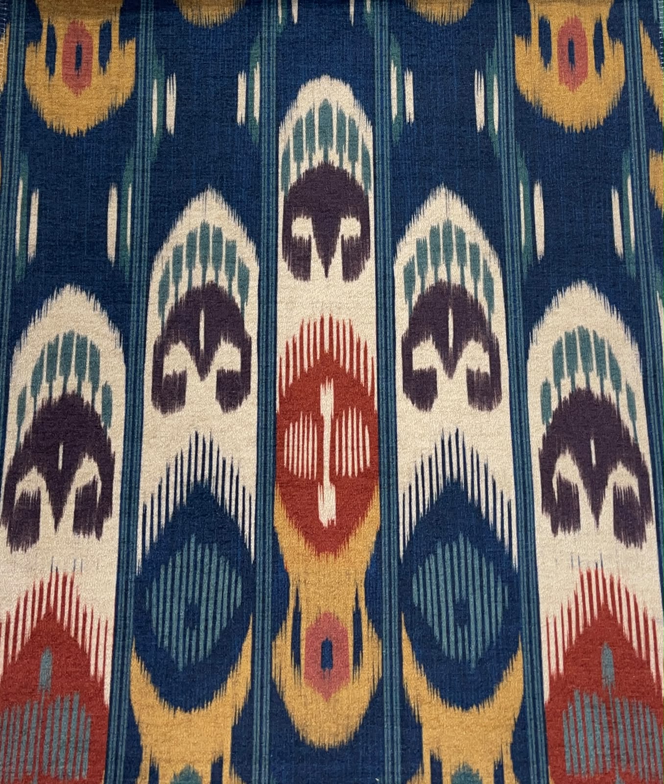Totem Ikat Fabric - Navy Multicolour