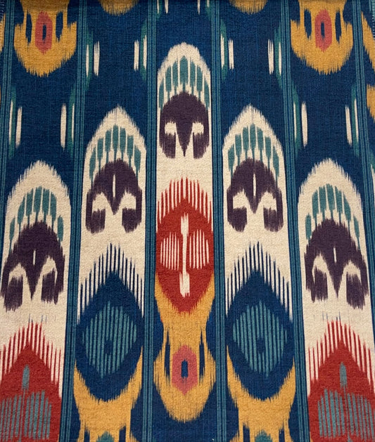 Totem Ikat Fabric - Navy Multicolour