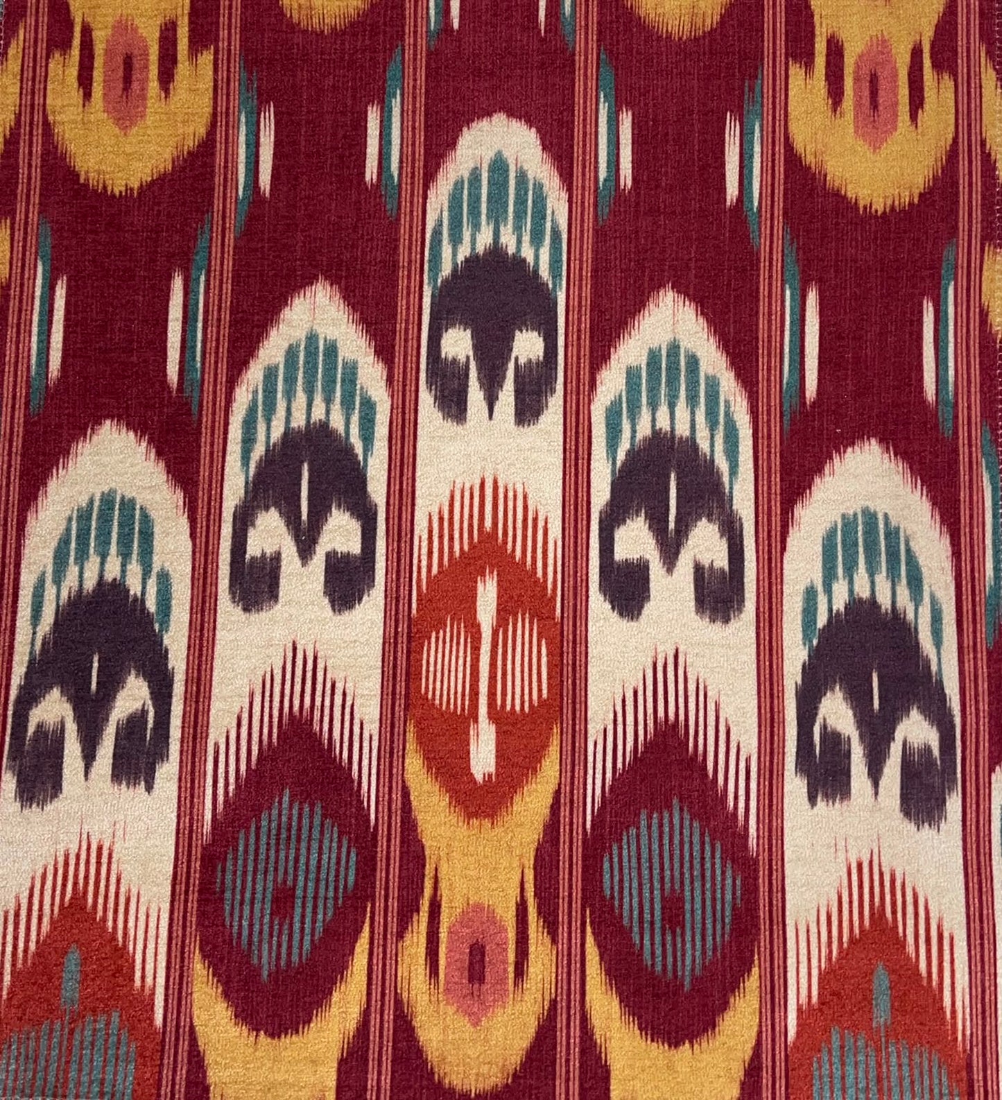 Totem Ikat Fabric - Wine Multicolour