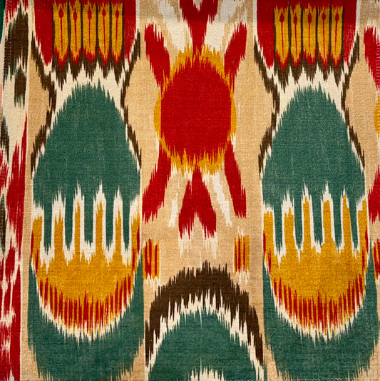 Corolla Ikat Fabric - Teal & Rust