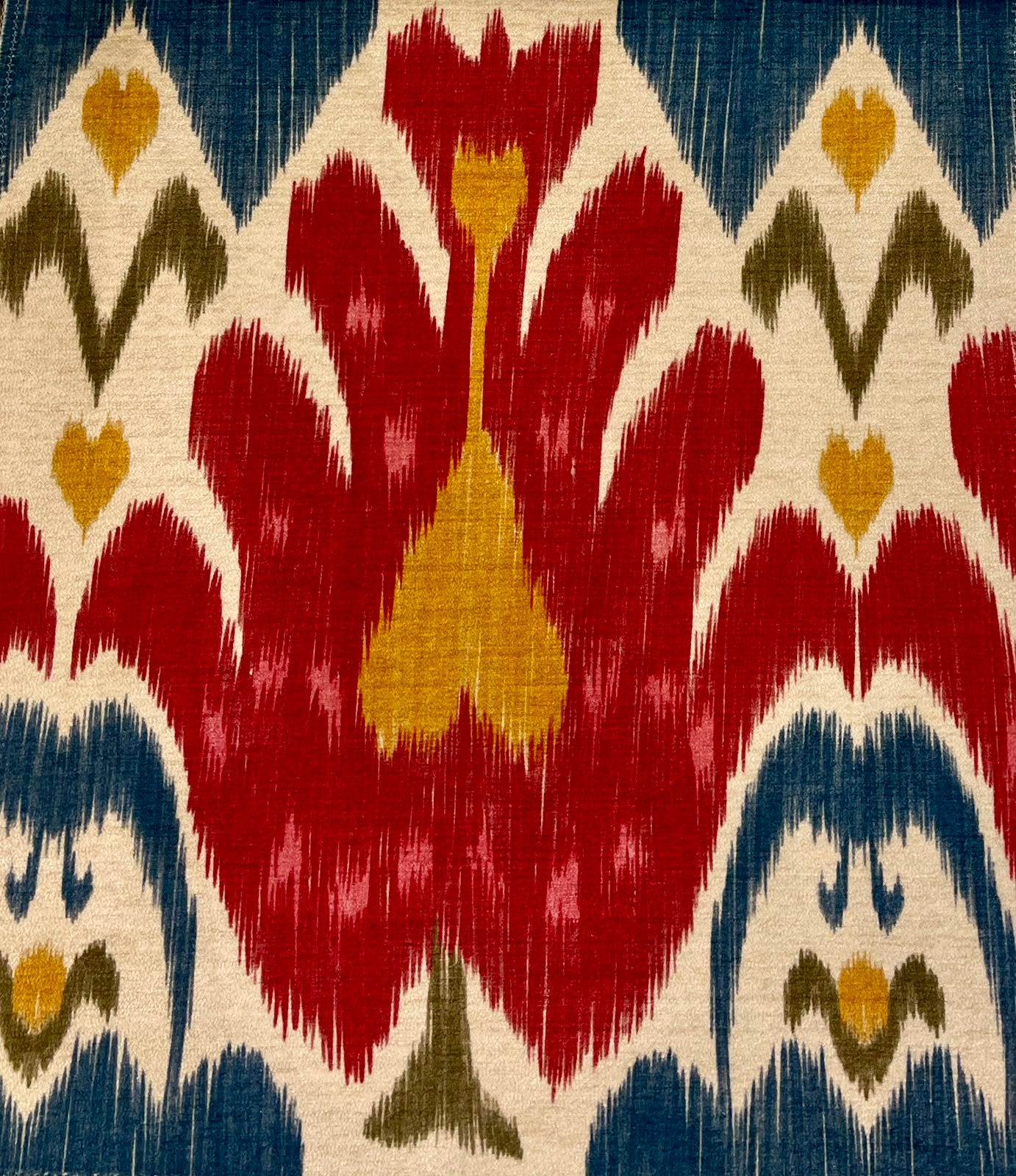 Tulip Ikat Fabric - Crimson & Indigo