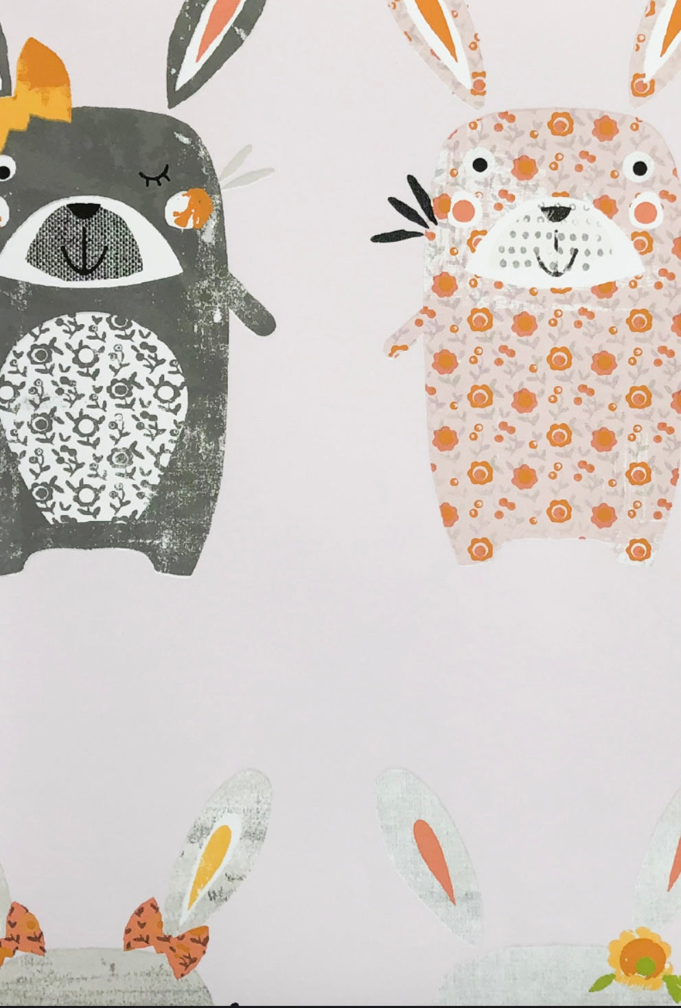 children's room adorned with bunny wallpaper