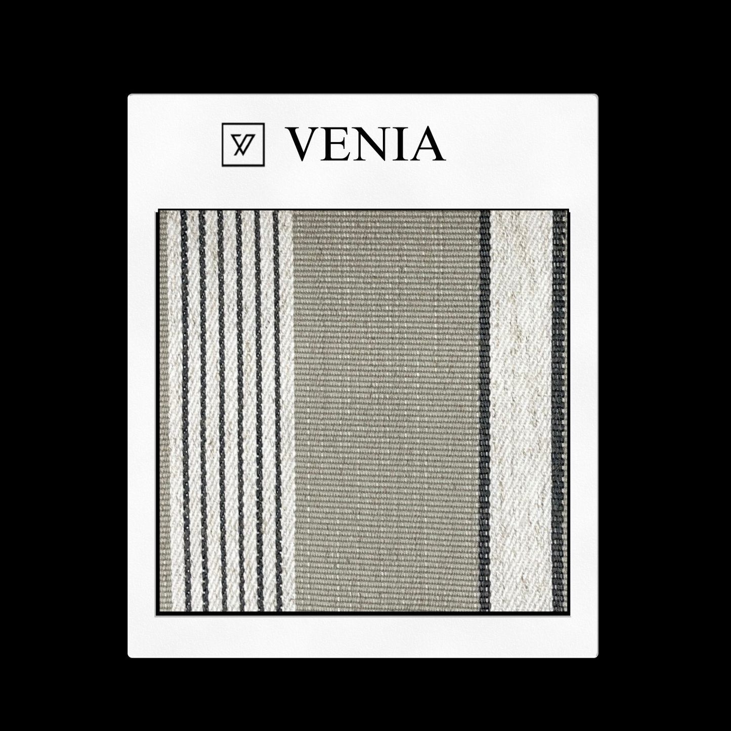 piece of curtain and upholstery fabric on a 'VENIA' monogrammed mockup