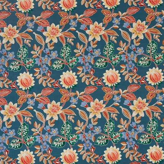 Grand Gardenia Fabric - Indigo