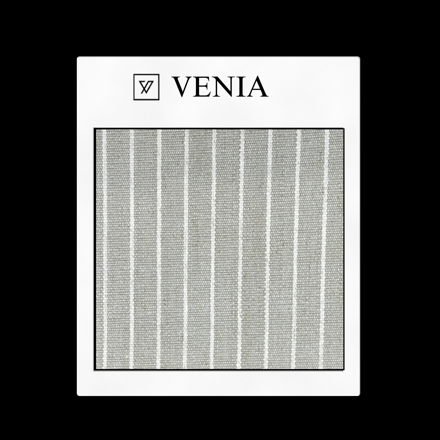 piece of curtain and upholstery fabric on a 'VENIA' monogrammed mockup