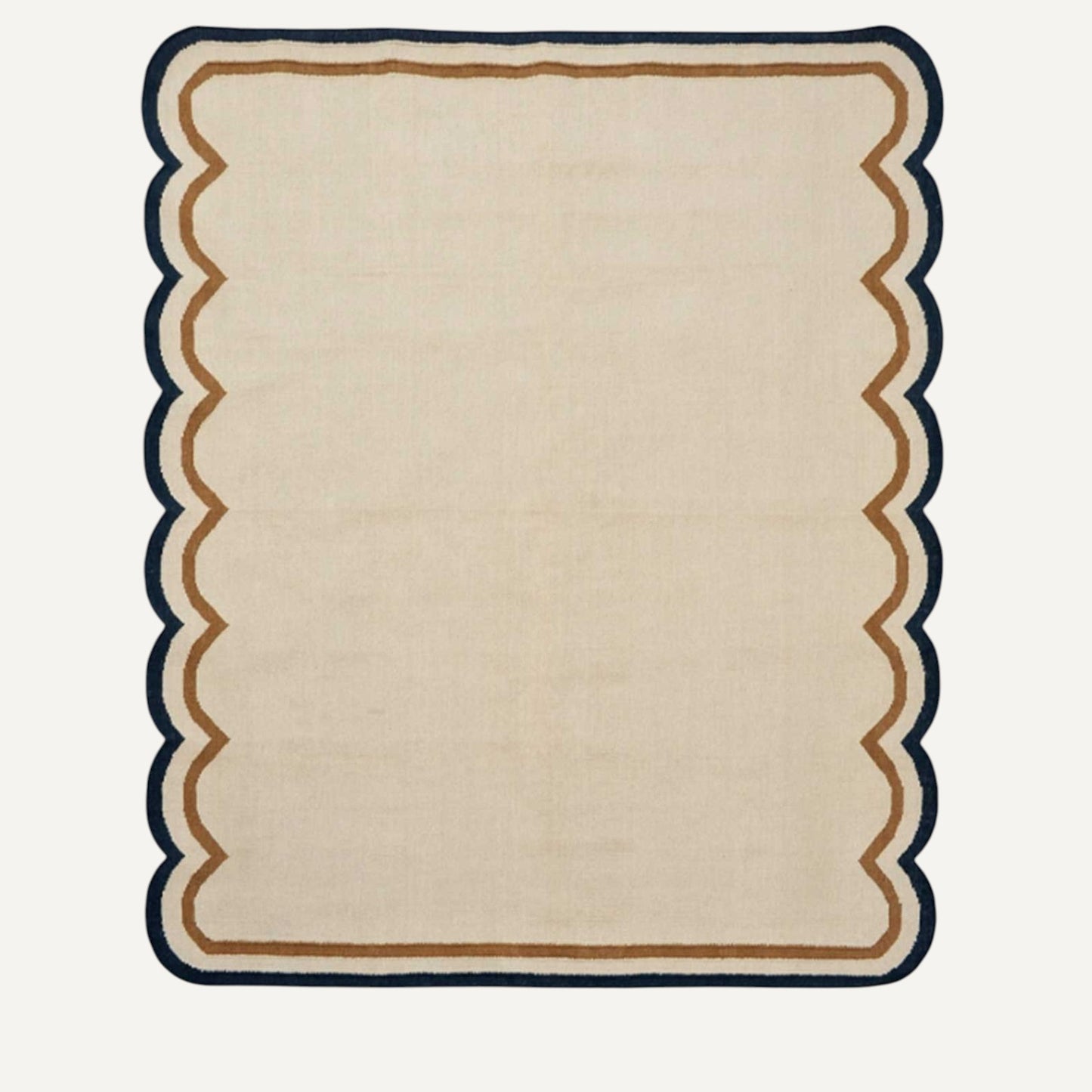 Nelly Rug - Ivory with Black & Brown Scallops