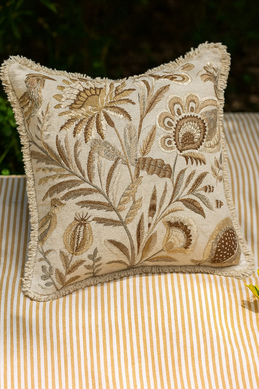 Ivory gold autumn song fabric styled detail