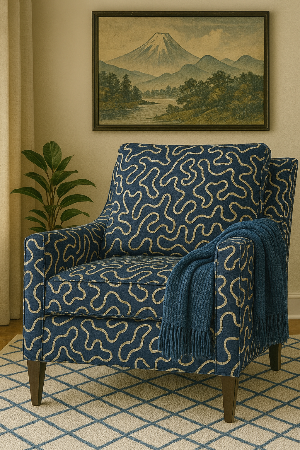 Indigo beaded loop fabric styled detail