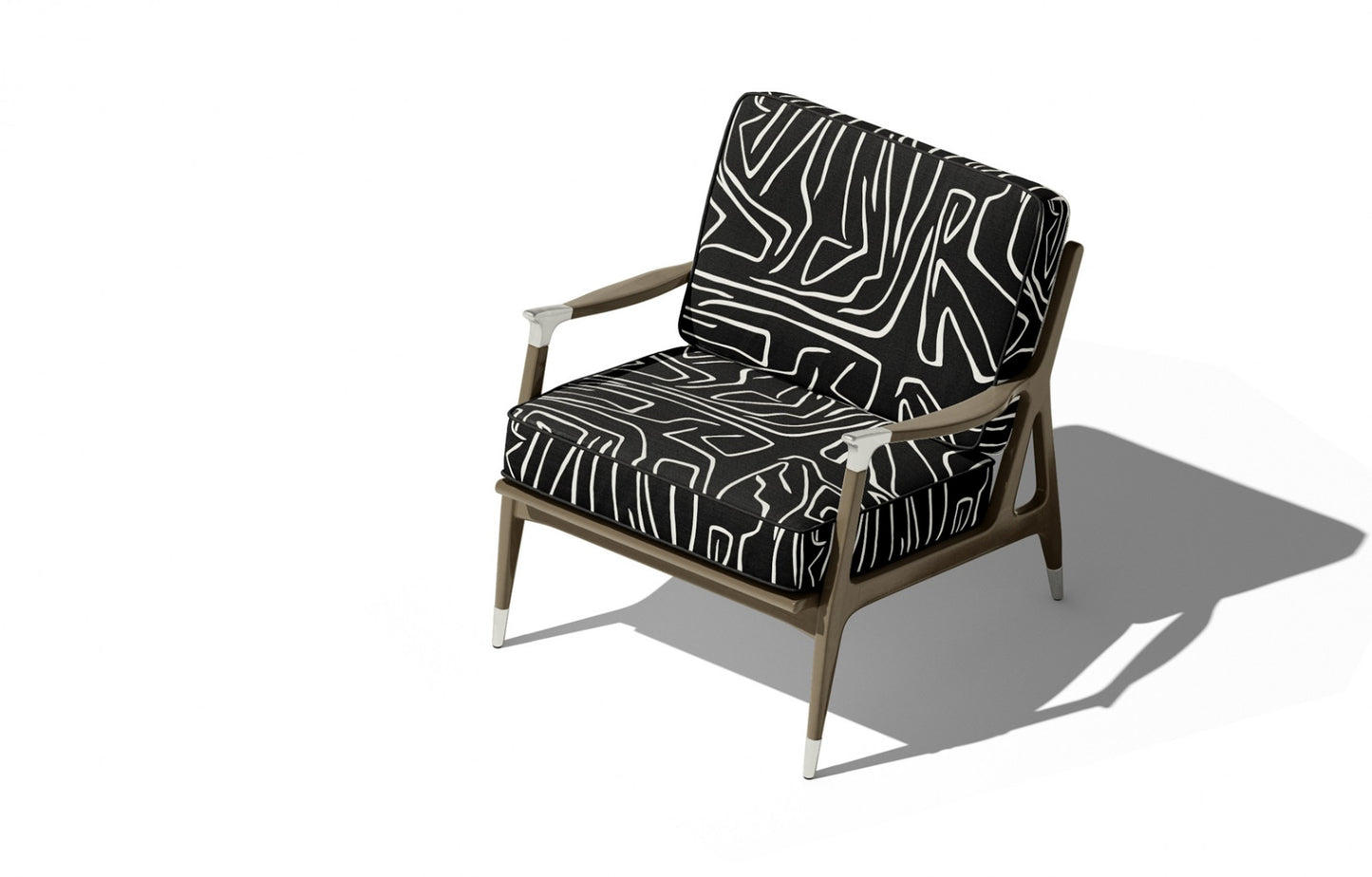 Black contour velvet fabric on accent chair