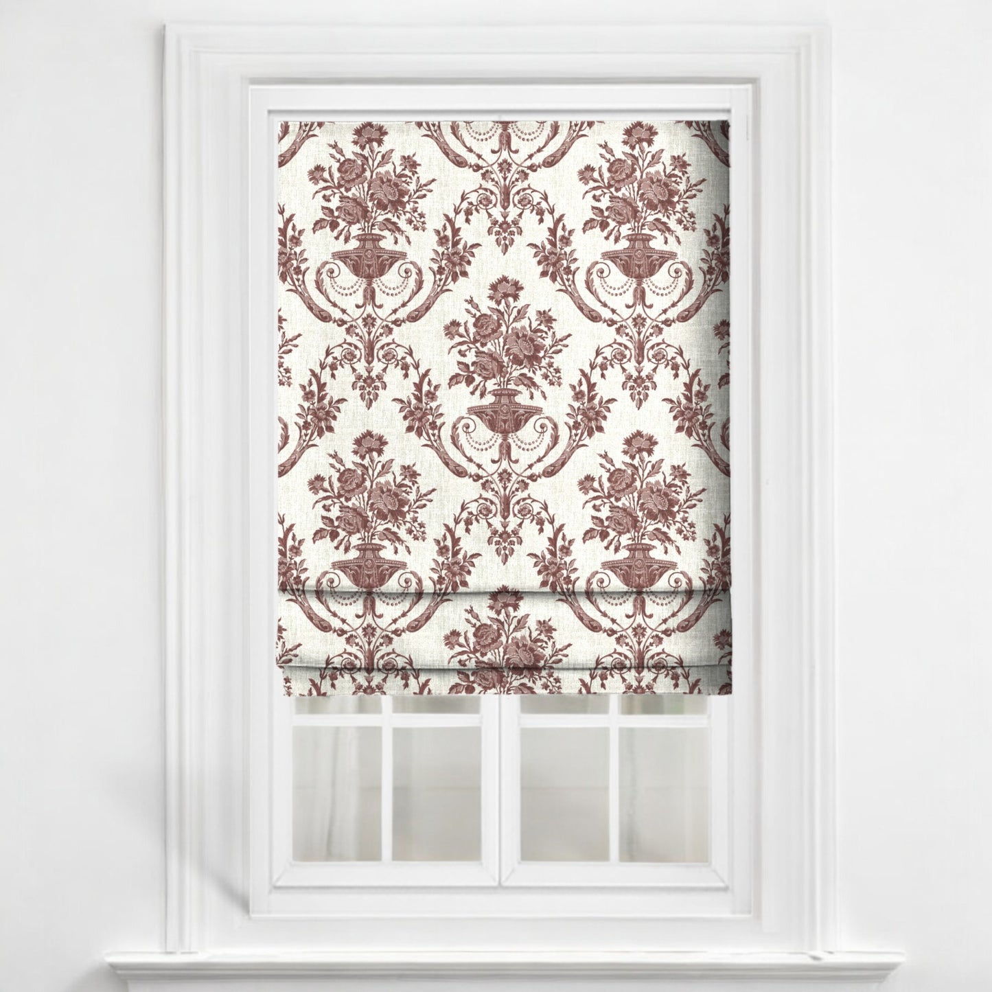 Redwood Florentine urn fabric as blinds