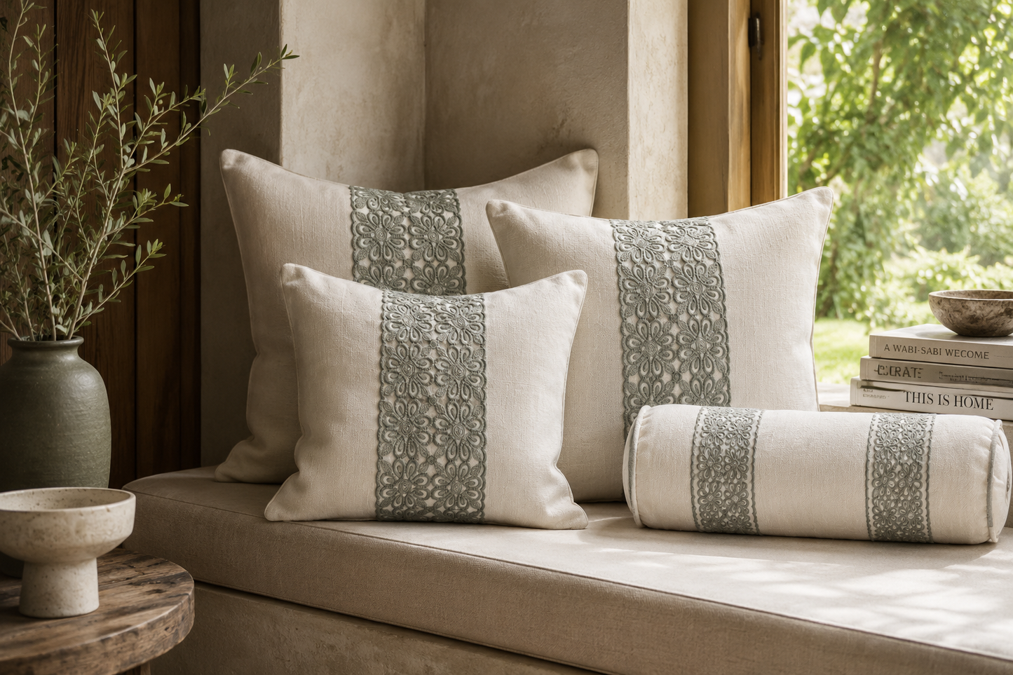 Texture of jaal embroidered trim