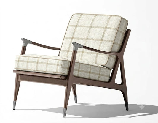 Close-up detail of ivory and beige heritage check fabric