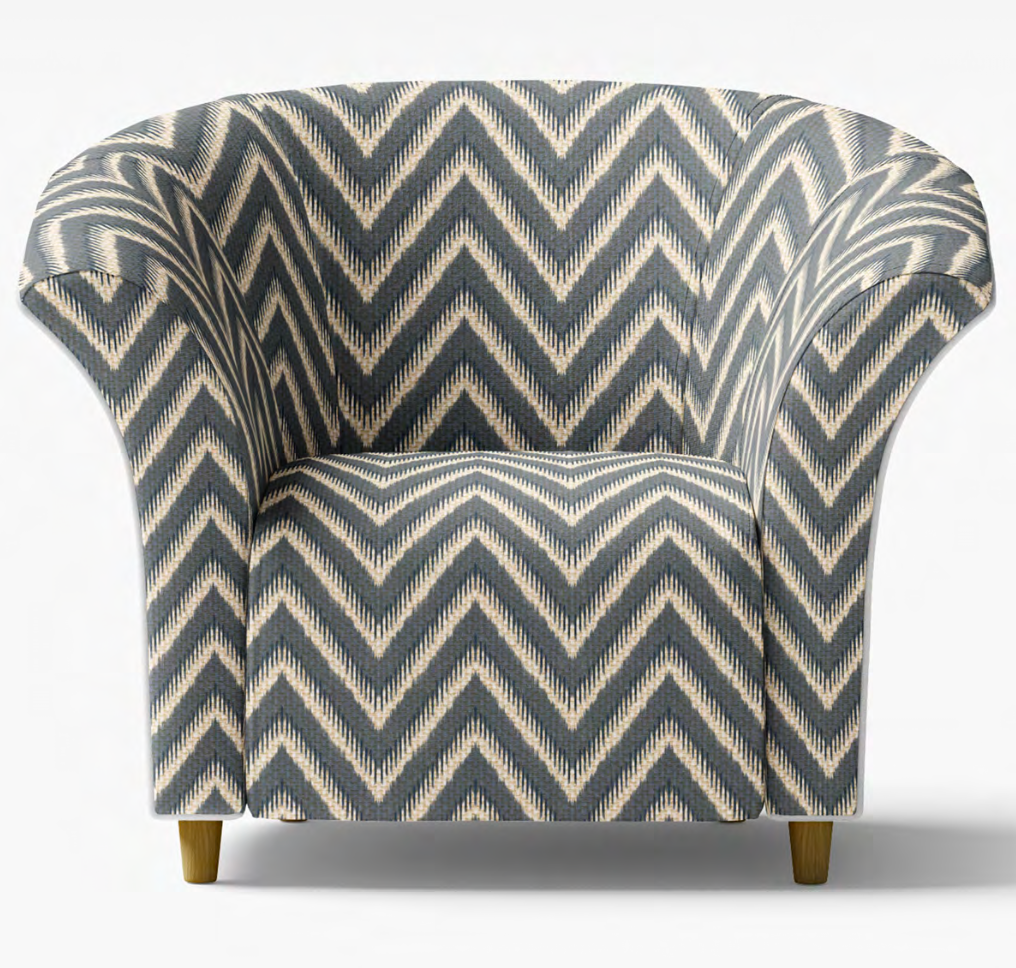 Close-up detail of steel grey heritage chevron fabric