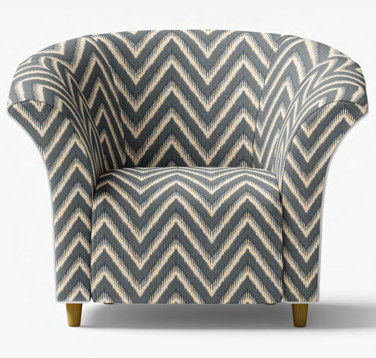 Close-up detail of steel grey heritage chevron fabric
