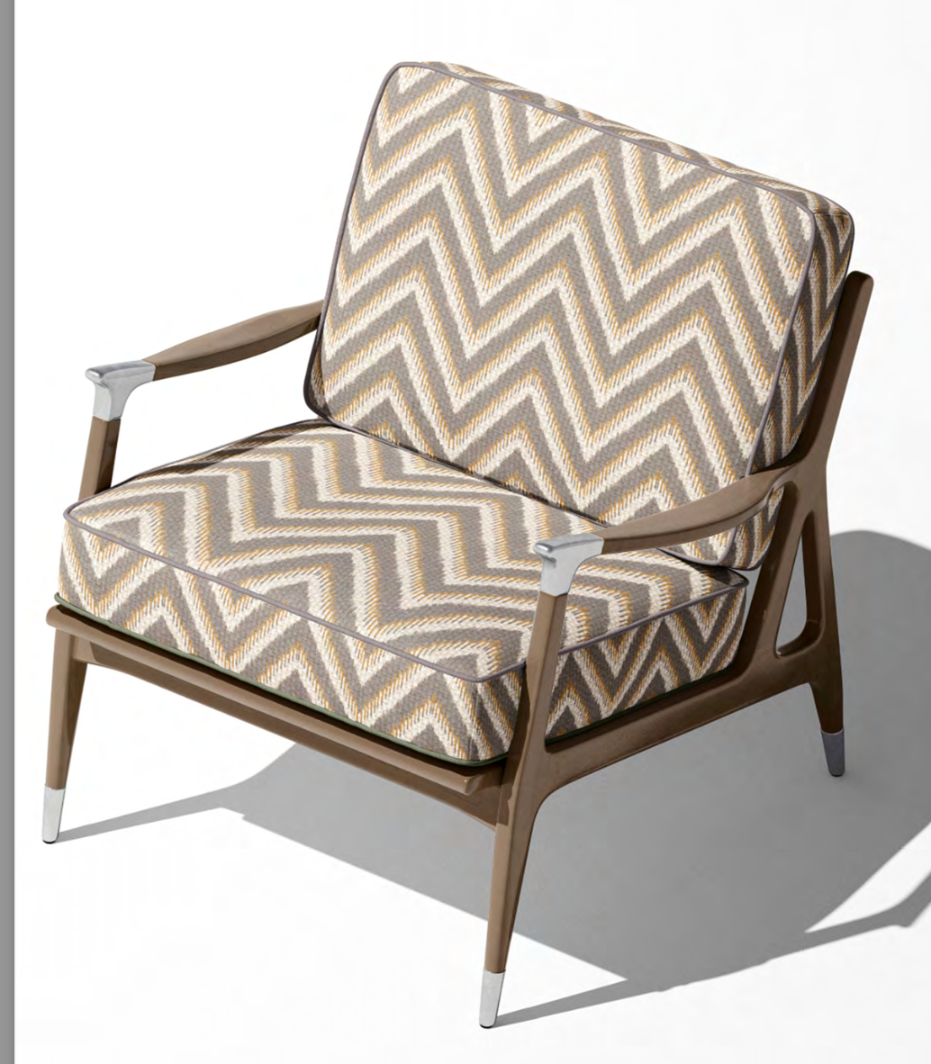 Close-up detail of taupe heritage chevron fabric