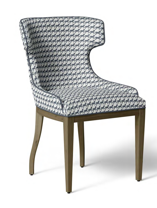 Close-up detail of ivory and navy heritage houndstooth fabric