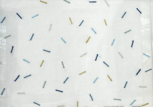 Confetti Dash Sheer Fabric Blues – room setting | Venia Home
