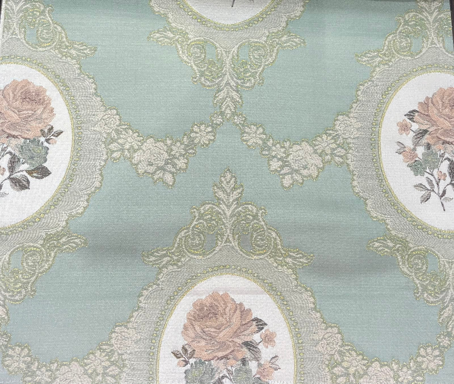 Rosalie Fabric Blue and Blush – room setting | Venia Home