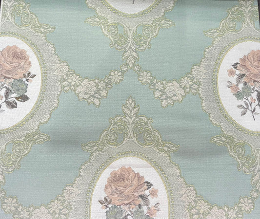 Rosalie Fabric Blue and Blush – room setting | Venia Home