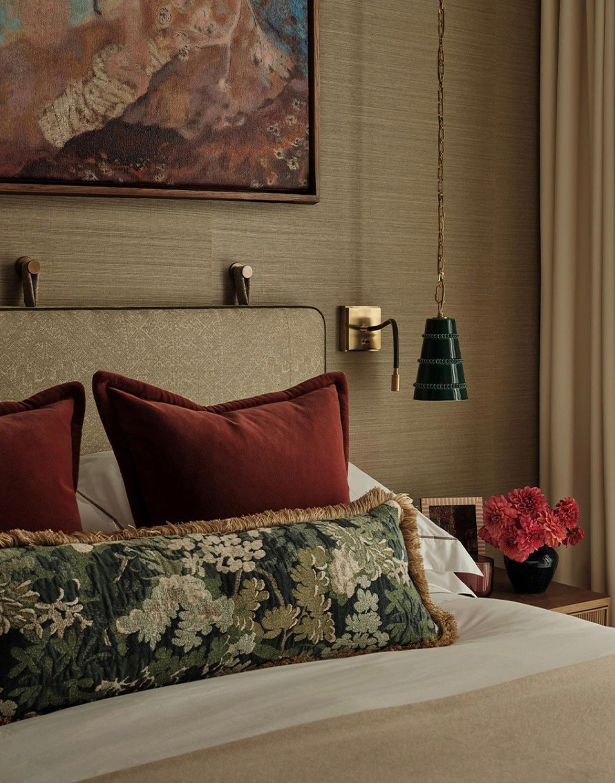 Woodland Estate Fabric Sage – styled interior | Venia Home