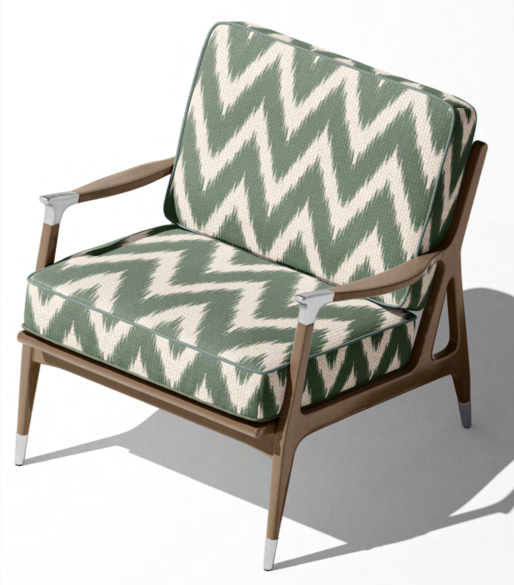 Texture of emerald ikat wave fabric