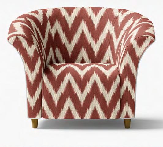 Close-up detail of rust ikat wave fabric