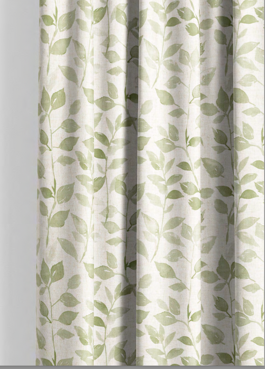 Close-up detail of green leaf whisper fabric