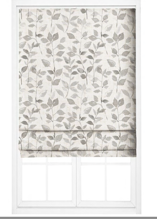 Close-up detail of grey leaf whisper fabric