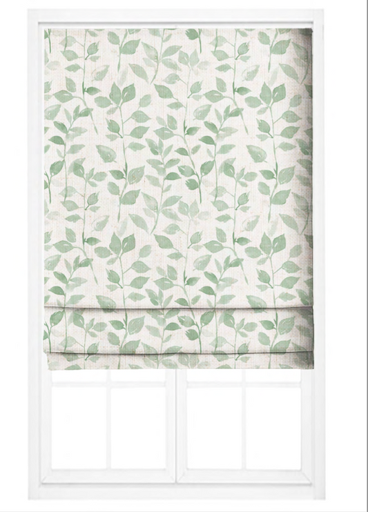 Close-up detail of sage leaf whisper fabric