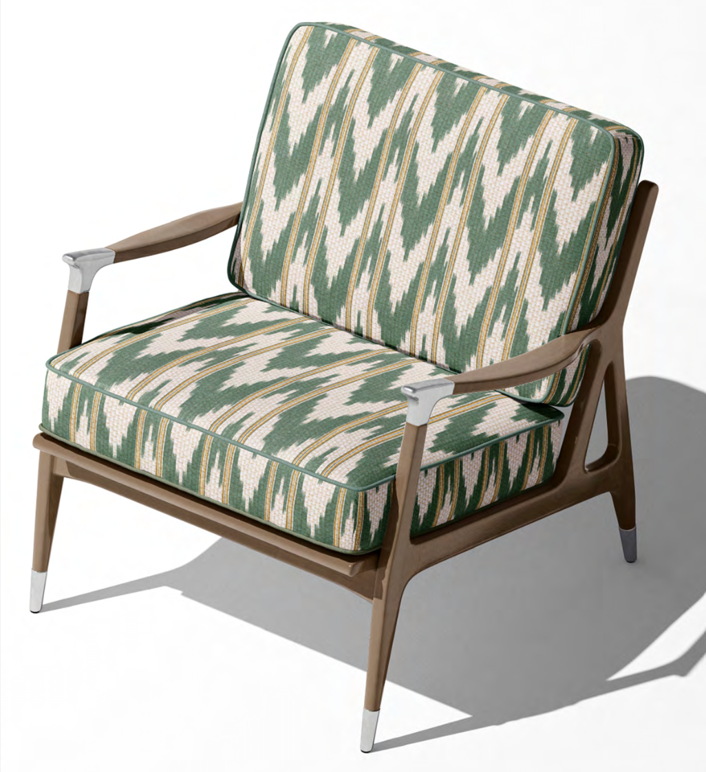 Close-up detail of emerald linear wave fabric