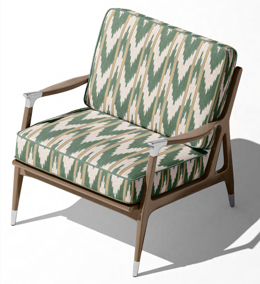 Close-up detail of emerald linear wave fabric