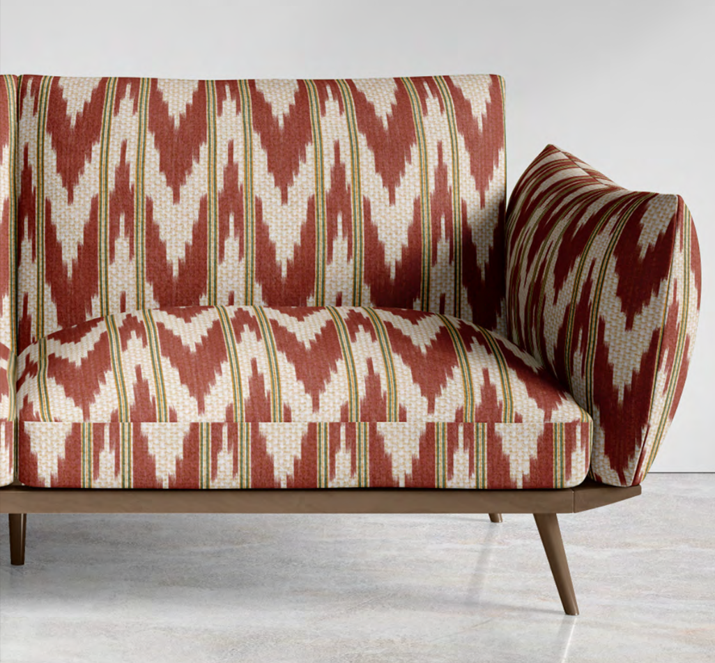 Close-up detail of terracotta linear wave fabric