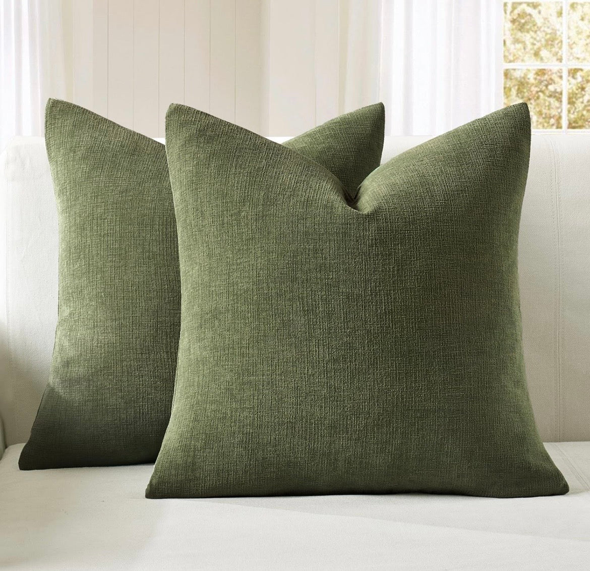 Moss green loom chenille fabric detail 2