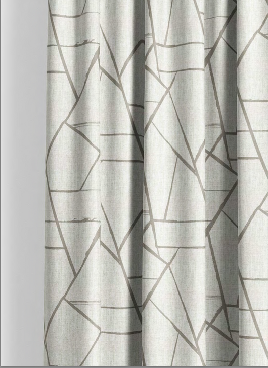 Close-up detail of ivory and greige modern shard fabric