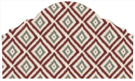 Close-up detail of cranberry and grey nomad diamond fabric