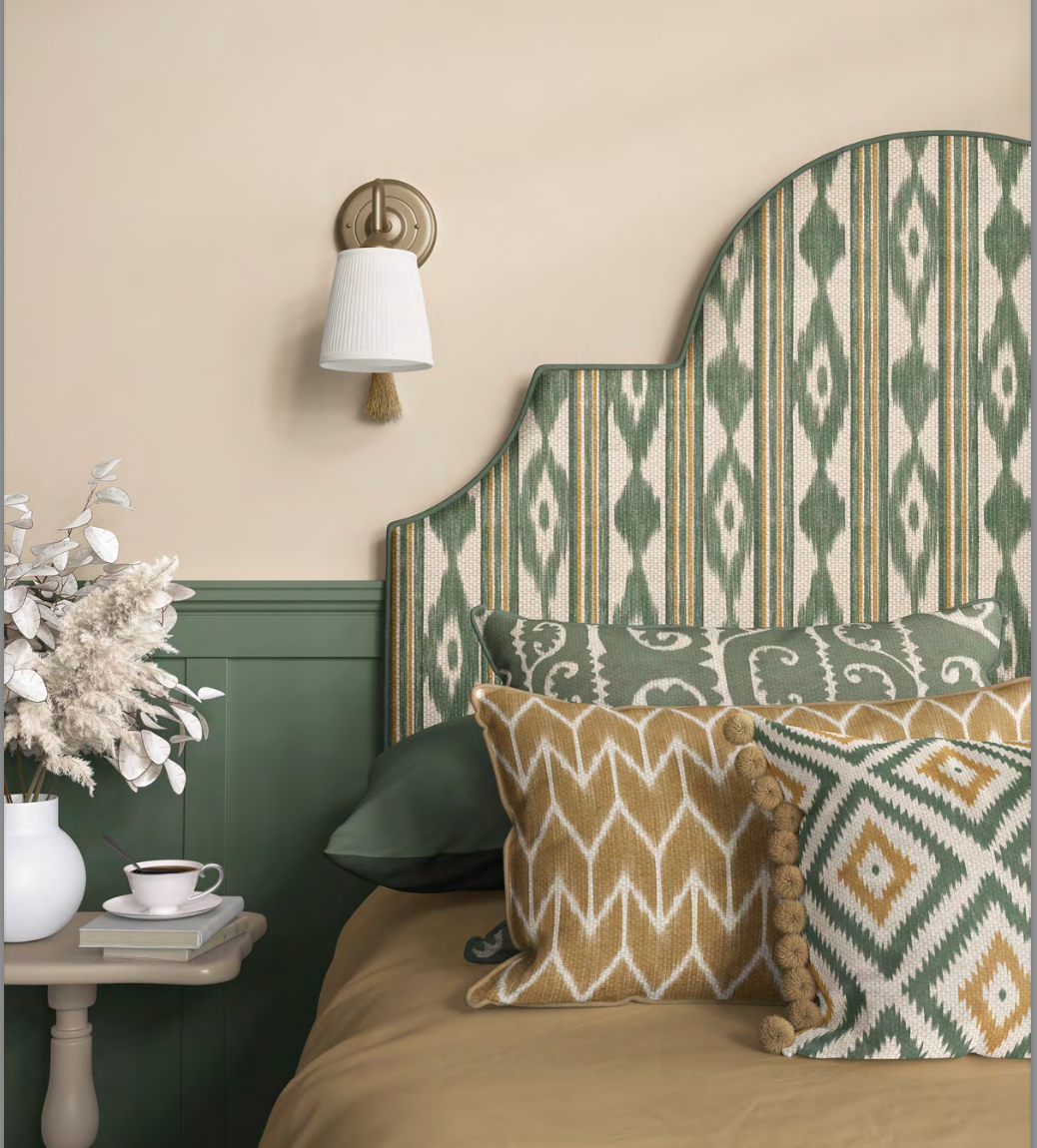 Texture of mustard and green nomad diamond fabric