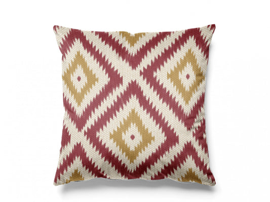 Close-up detail of red and mustard nomad diamond fabric