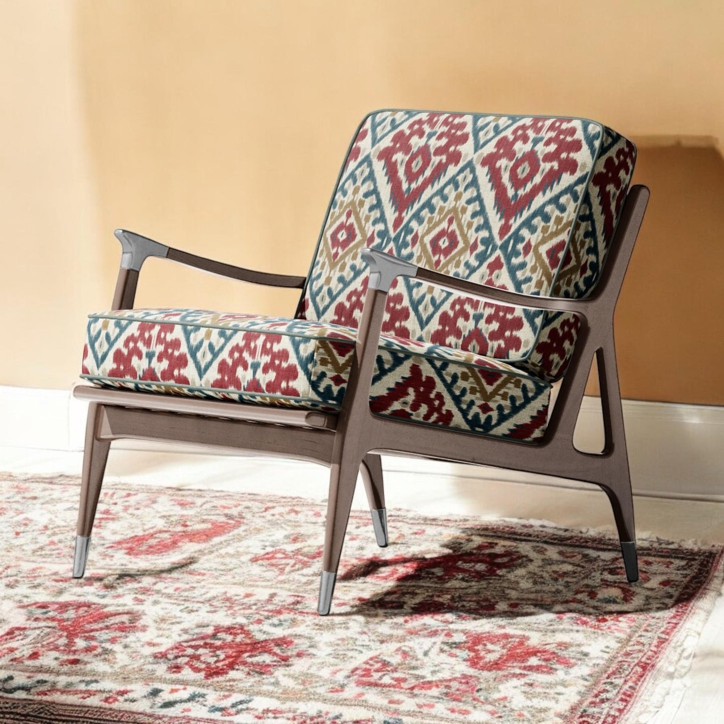 Close-up detail of nomad ikat fabric