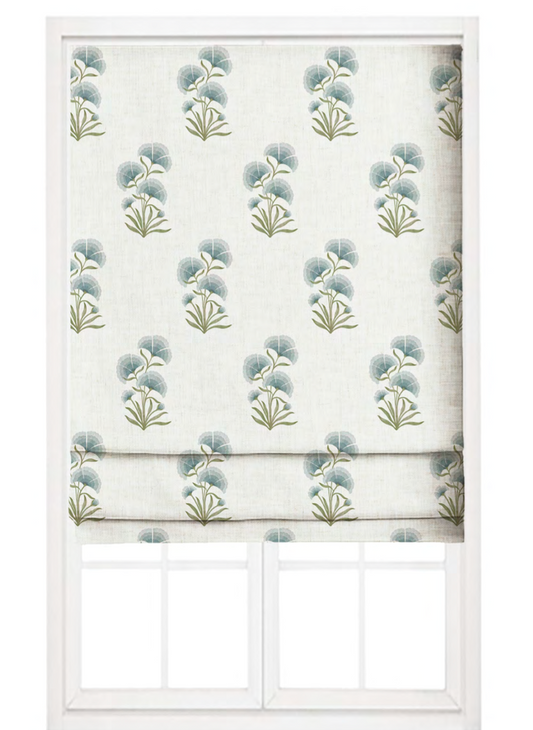 Close-up detail of aqua pansy cluster fabric