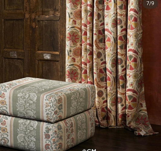 Close-up detail of sage regency bloom fabric
