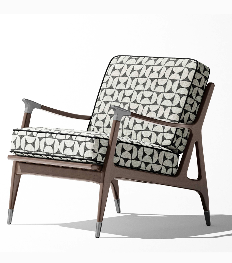 Close-up detail of ivory and black retro grid fabric
